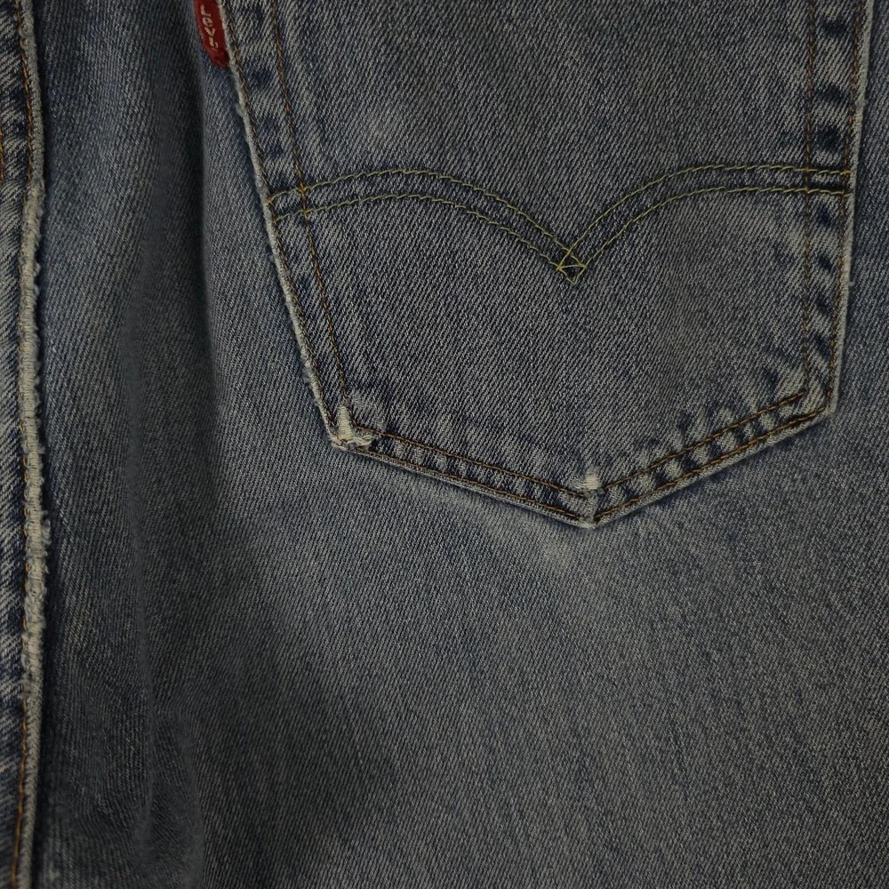 Levis 505 Jeans Mens 36x32 Blue Regular Fit Straight Distressed Workwear Grunge